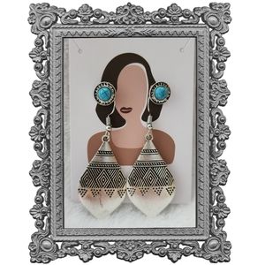 Silver Teardrop with Round Turquoise Earrings